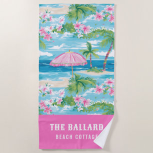 Preppy Summer Beach Umbrella   Beach House Towel