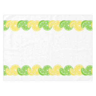 Preppy Summer Citrus Lemon & Lime Slice Border Tablecloth
