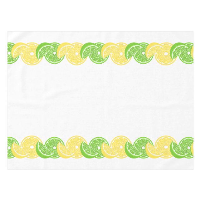 Preppy Summer Citrus Lemon & Lime Slice Border Tablecloth (Front (Horizontal))