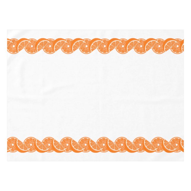 Preppy Summer Citrus Orange Slice Border Tablecloth (Front (Horizontal))