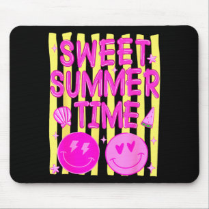 Preppy sweet summer time face emoticon meme womens mouse mat