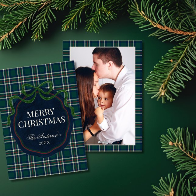 Preppy Tartan Plaid Christmas Photo Holiday Card (Creator Uploaded)