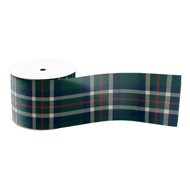 Preppy Tartan Plaid Green Navy Christmas  Grosgrain Ribbon (Spool)