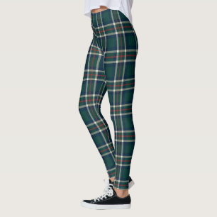 Preppy Tartan Plaid Green Navy Christmas  Leggings