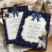 Preppy Tartan Teddy Bear All-In-One Baby Shower