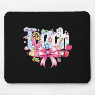 Preppy Teach Teacher Pink Floral Coquette Pencil B Mouse Mat