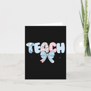 Preppy Teacher Floral Coquette Teach Blue Floral Card