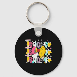 Preppy Teacher Pencil Coquette Bow Teacher Back To Key Ring