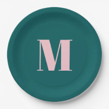 Preppy Teal Pink Modern Feminine Monogrammed Party