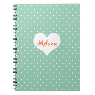 Preppy teal polka dot heart personalised journal