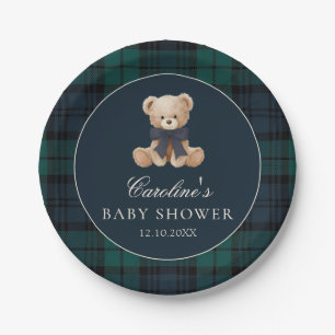 Preppy Teddy Bear Baby Shower Paper Plates