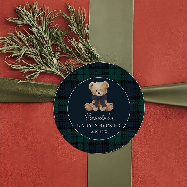 Preppy Teddy Bear Baby Shower Sticker (Creator Uploaded)