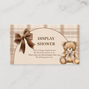 Preppy Teddy Bear Beige Plaid Display Shower Enclosure Card