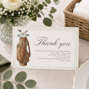 Preppy Teddy Bear Golf Baby Shower New to the Club Enclosure Card