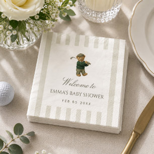 Preppy Teddy Bear Golf Baby Shower New to the Club Napkin