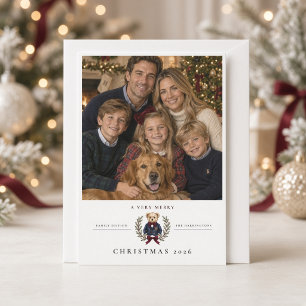 Preppy Teddy Bear Personalised Family Photo Holiday Card