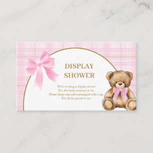 Preppy Teddy Bear Pink Plaid Display Shower Card