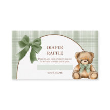 Preppy Teddy Bear Sage Plaid Diaper Raffle