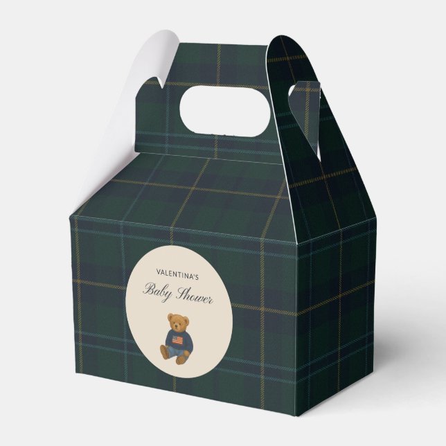 Preppy Teddy Polo Bear Baby Shower Favour Boxes (Front Side)