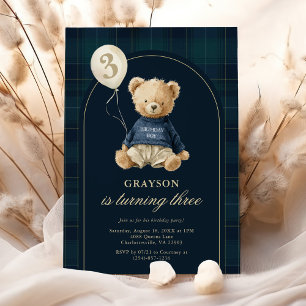 Preppy Teddy Polo Bear Birthday Invitation