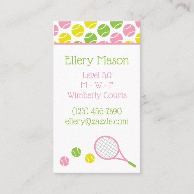Preppy Tennis Business or Contact Cards (Front)