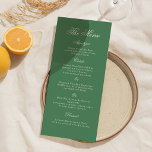 Preppy Tennis Club Green Wedding Menu Card<br><div class="desc">Preppy tennis club wedding menu card for summer outdoor garden or country club receptions, a fresh and elevated sporty chic aesthetic perfect for modern preppy couples who love racquet club style and refined elegance. This lively Mediterranean green adds a polished, upscale touch to your tablescape, perfect for lawn weddings, club...</div>