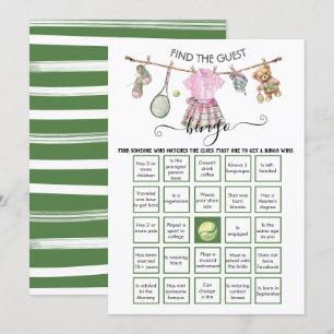 Preppy Tennis Find the Guest BINGO Invitation