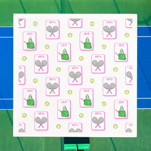 Preppy Tennis Mahjong / Racquet and Bag Tiles Napkin