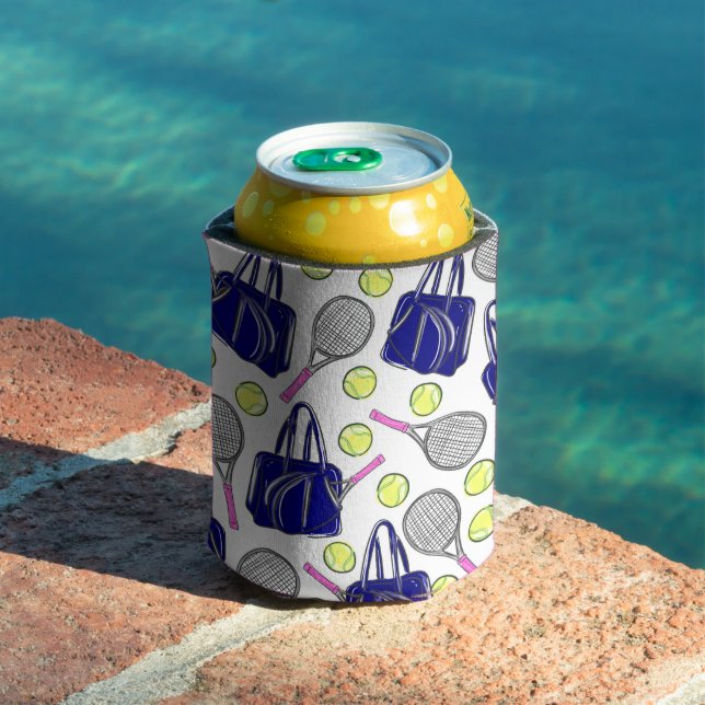 Preppy Tennis Navy Can Cooler (In Situ Pool)