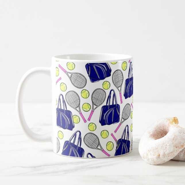 Preppy Tennis Navy Coffee Mug (With Donut)