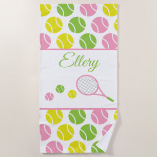 Preppy Tennis Personalised Beach Towel