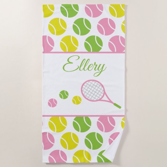 Preppy Tennis Personalised Beach Towel (Front)