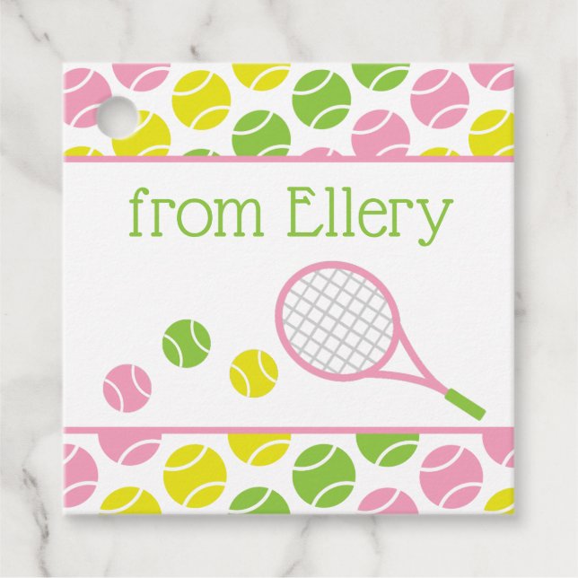 Preppy Tennis Personalised Favour Gift Tag (Front)