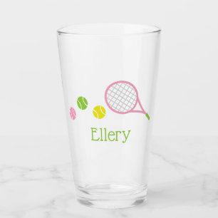 Preppy Tennis Personalised Glass Tumbler