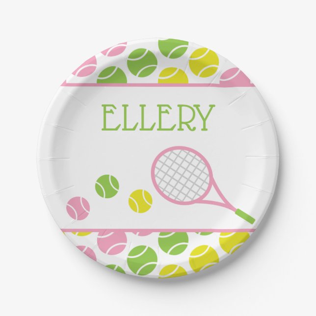 Preppy Tennis Personalised Party Plates (Front)
