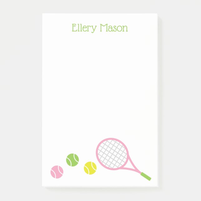 Preppy Tennis Personalised Post-it Notepad (Front)