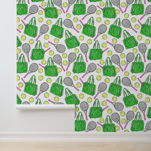 Preppy Tennis Pink Tennis Racquets Green Bag Balls Wallpaper