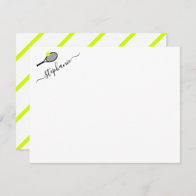 Preppy Tennis Stripe Personalised Note Card (Front/Back)