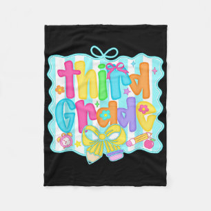 Preppy Third 3rd Grade Teacher Team Bow Back To Sc Fleece Blanket