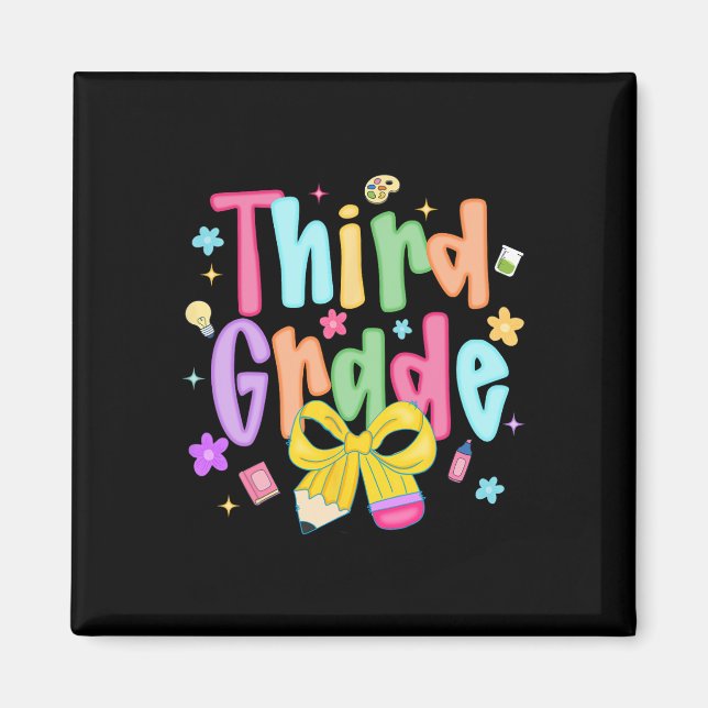 Preppy Third Grade Back To School 3rd Grade Teache Magnet (Front)