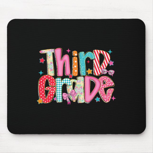 Preppy Third Grade Back To School 3rd Grade Teache Mouse Mat (Front)