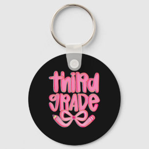 Preppy Third Grade Back To School Coquette Bow Tea Key Ring