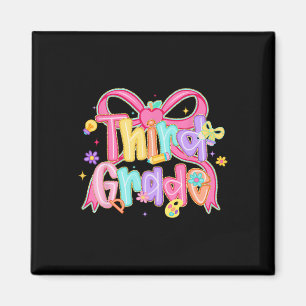 Preppy Third Grade Back To School Coquette Bow Tea Magnet
