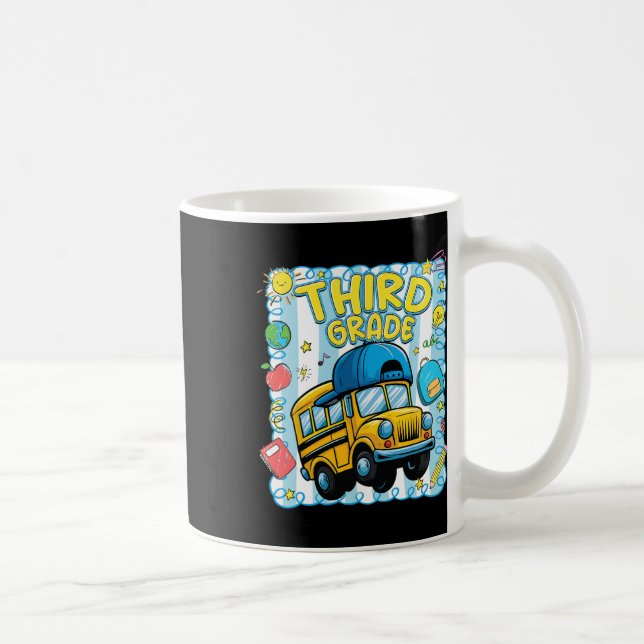 Preppy Third Grade Back To School Funny School Bus Coffee Mug (Right)