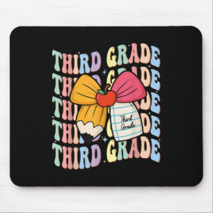 Preppy Third Grade Pencil Coquette Bow Back To Sch Mouse Mat
