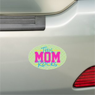 Preppy This MOM Rocks Greek Key Colourful Fun Car Magnet