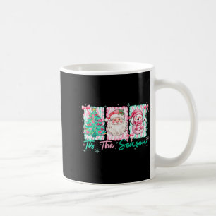 Preppy Tis The Season Santa Snowman Merry Christma Coffee Mug
