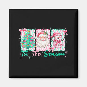 Preppy Tis The Season Santa Snowman Merry Christma Magnet