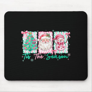 Preppy Tis The Season Santa Snowman Merry Christma Mouse Mat