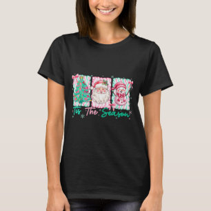 Preppy Tis The Season Santa Snowman Merry Christma T-Shirt